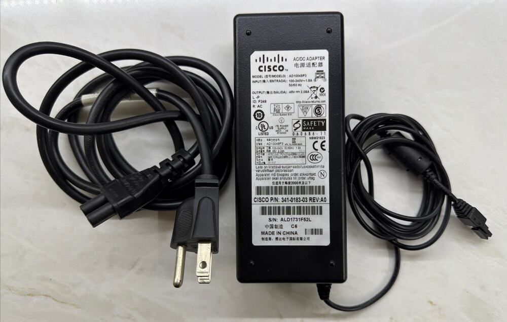 OEM CISCO 48V 2.08A 2-PIN POWER SUPPLY ADAPTER 341-0183-02 AD10048P3 TESTED-WORK